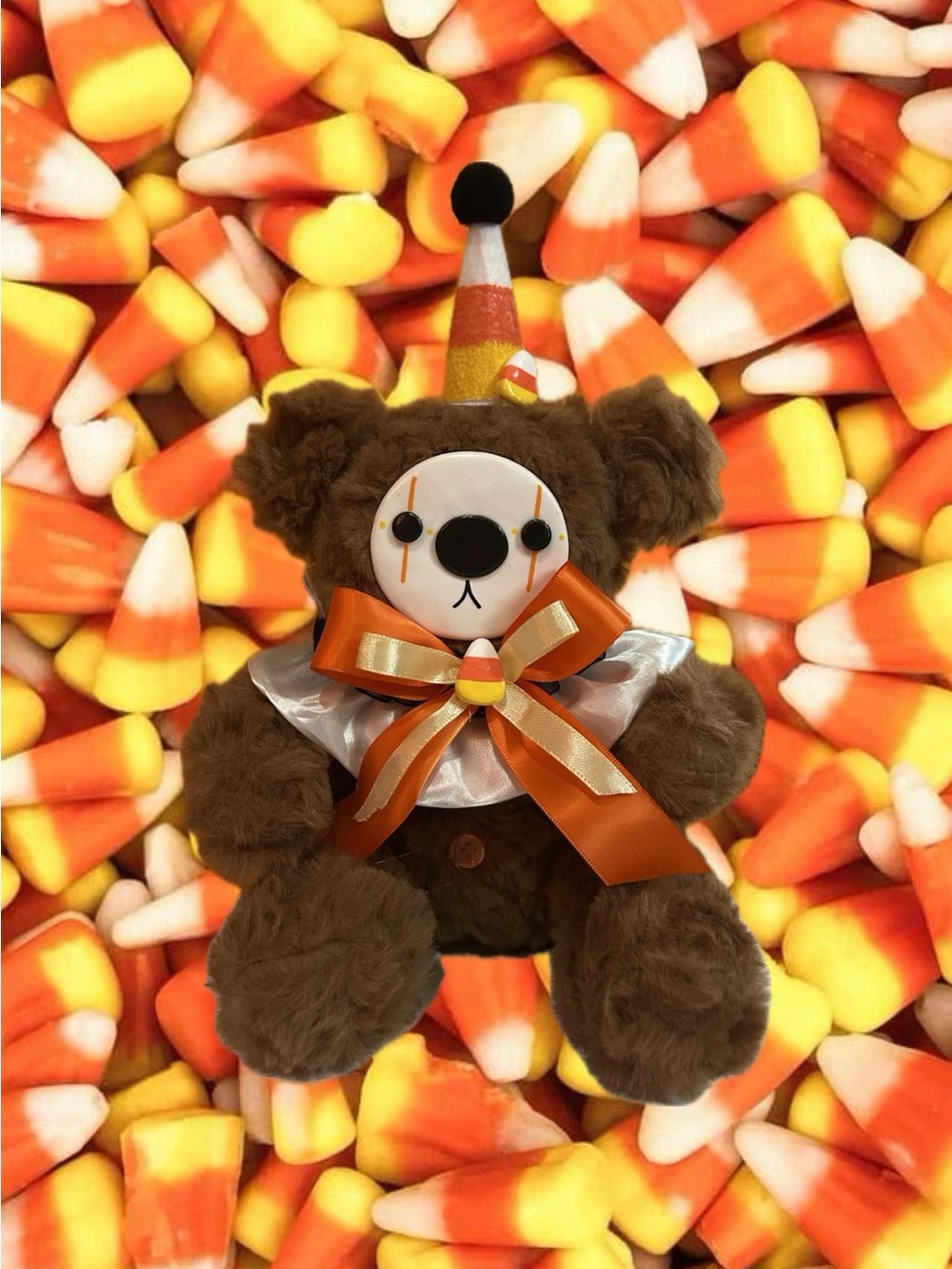 Kids Candy Corn Bear Costume Plush Halloween Outfit - Brown Orange